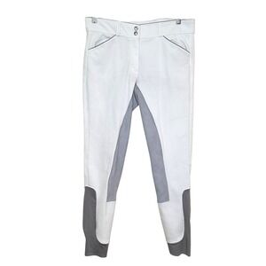 Dover Saddlery White Dressage Vegan Suede Full Seat Show Competition Breeches 30